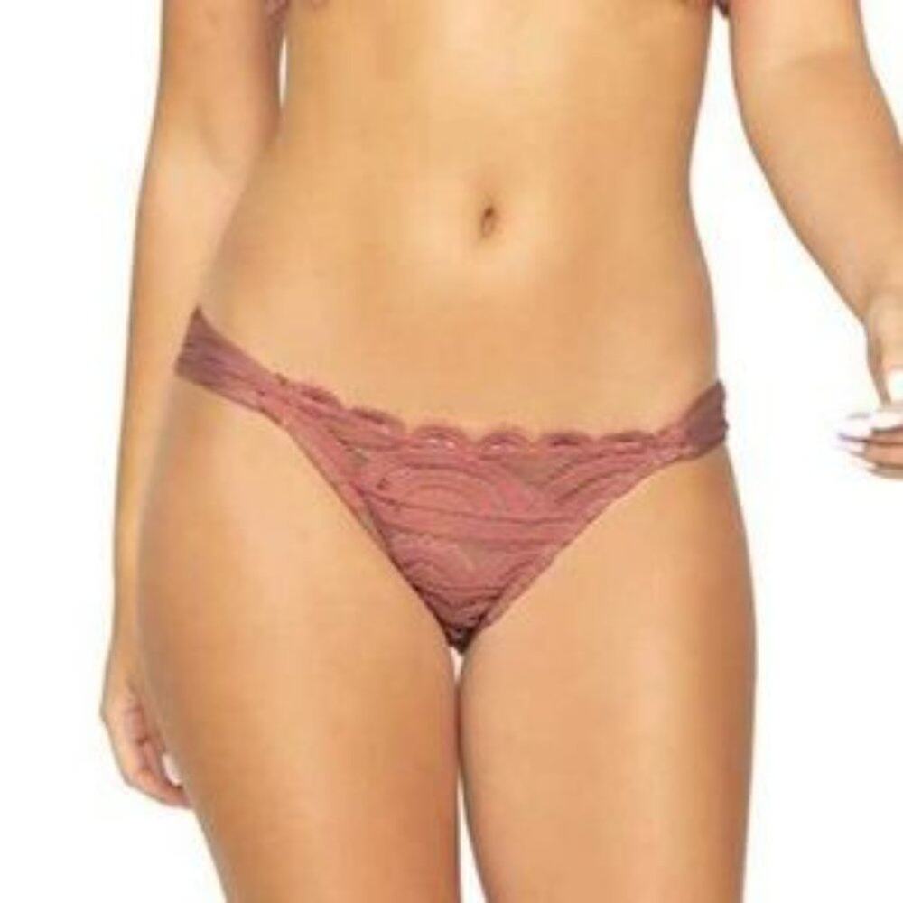 NWT Pilyq Lace Fanned Teeny Bikini in Dusty Rose